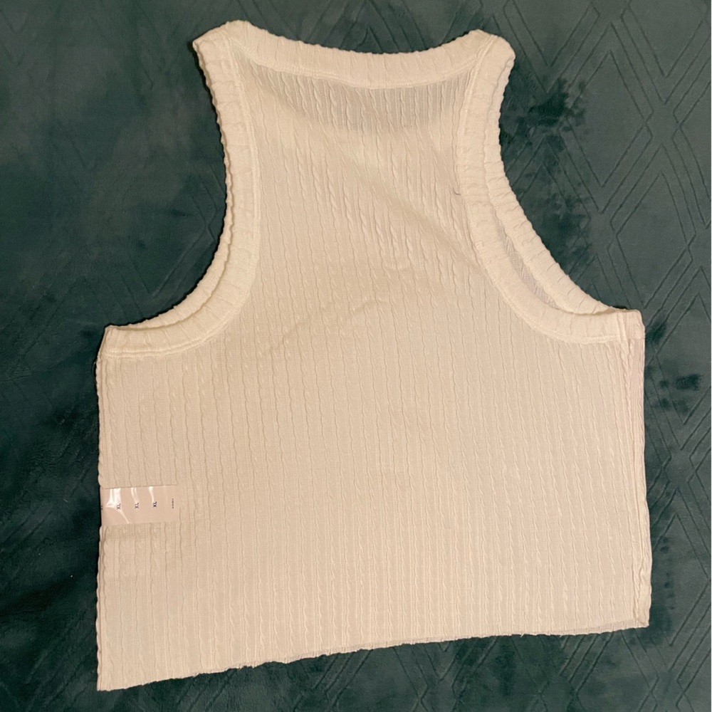 Arizona White Cropped Rib Knit Top - Picture 2 of 4